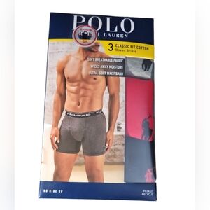 Polo Ralph Lauren Classic Fit Cotton Boxer Briefs Underwear Size Large 3 Pack